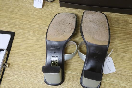 A pair of Louis Vuitton silver heeled sandals (boxed) size 37